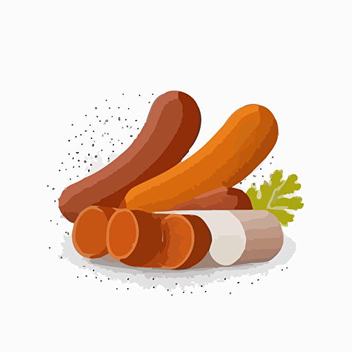 flat vector illustration of sausages a white background