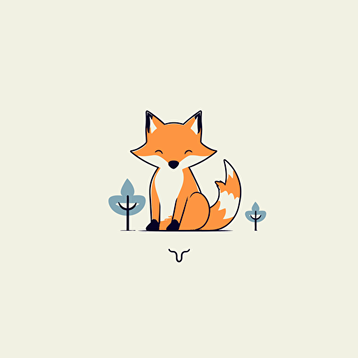 simple logo design of cute fox music, vector, flat 2d, company logo, sing style