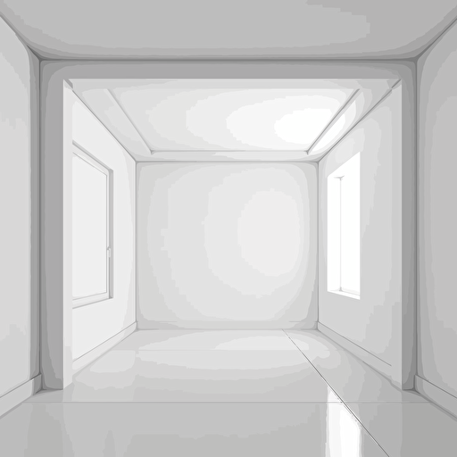 white empty room with no windows, white background, blank space and design, minimalistic, vector