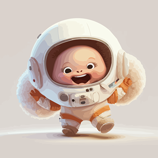 A gorgeus baby fur astronaut, smiling, white background, vector art , pixar style