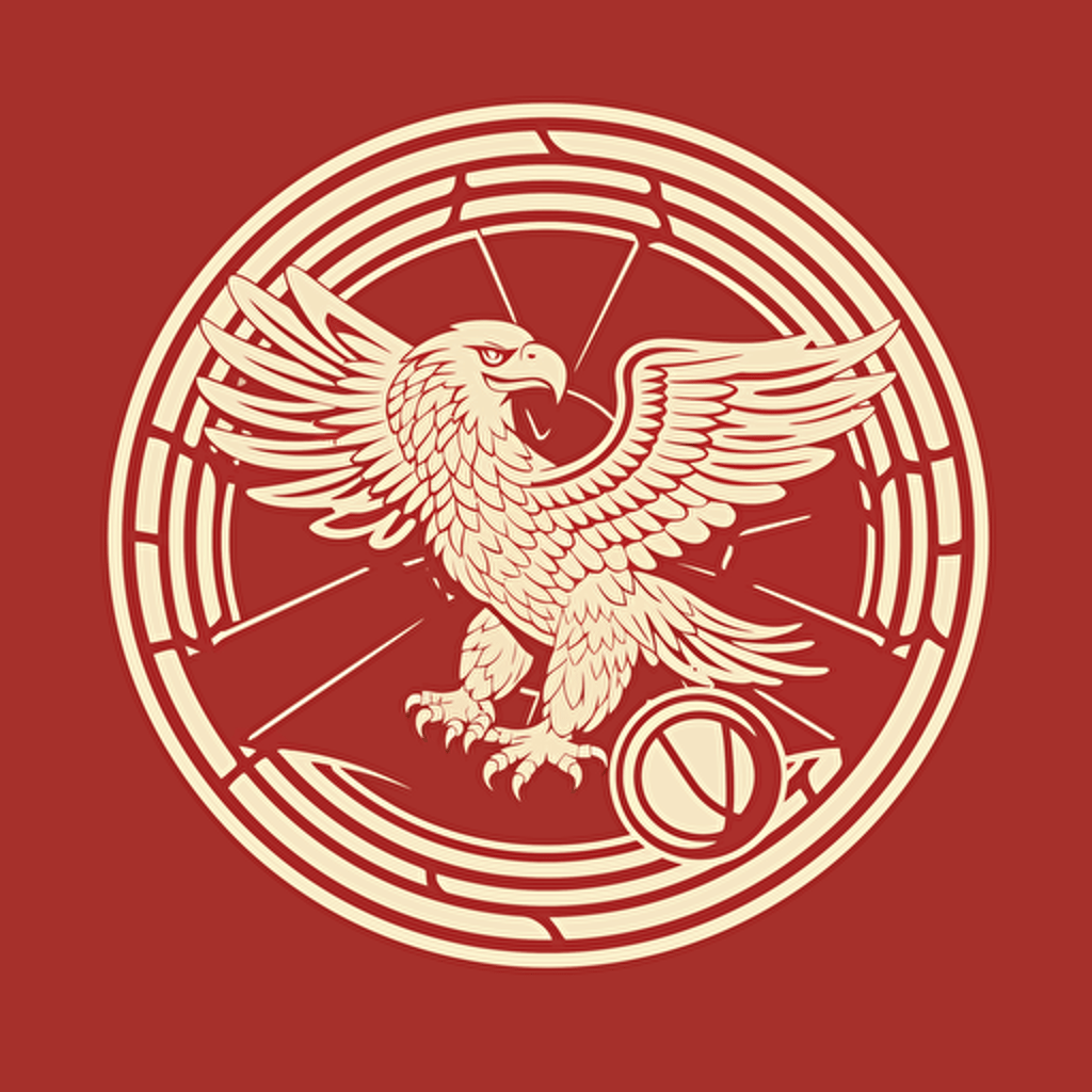 very simple logo for floorball ball with eagle, red and white colors, retro , vector flat, PNG, SVG, flat shading, solid background, mascot, logo, vector illustration, masterwork, 2D, simple, illustrator