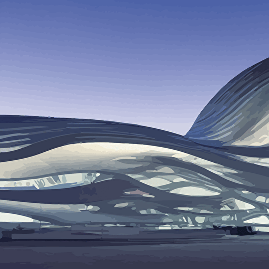 extremely detailed awe stunning beautiful futuristic smooth curvilinear museum exterior translucent gills zaha hadid stunning volumetric light stainless steel concrete translucent material beautiful sunset hyper real 8k colorful 3d cinematic volumetric light atmospheric light
