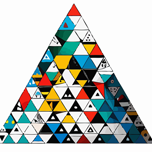 a very simple pyramid vector logo designed for a cryptocurrency brand in the style of Romero Britto. White background, advanced technology, flat