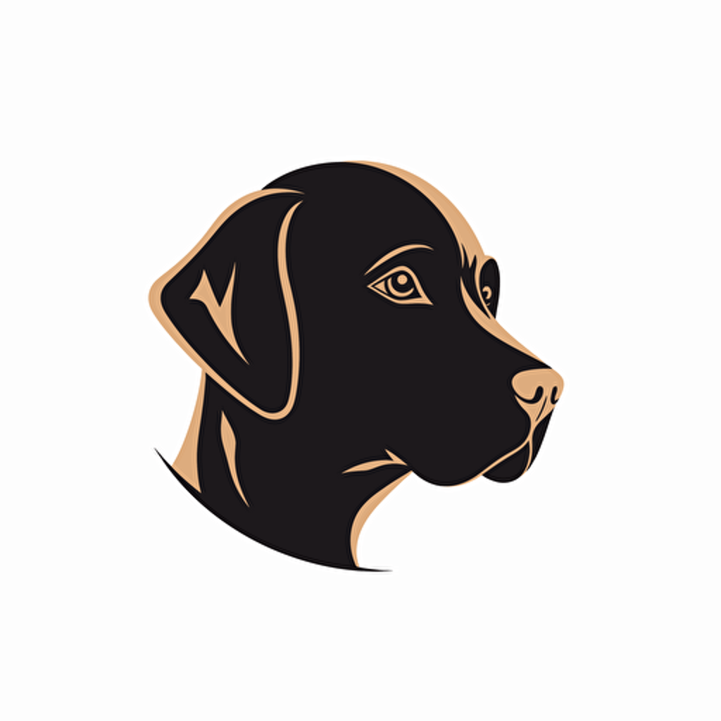 vector single labrador HEAD logo design ,flat design,black color, white background