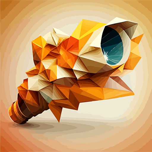 A vector-based image of a telescope in an artistic origami-esque design. The image should be light