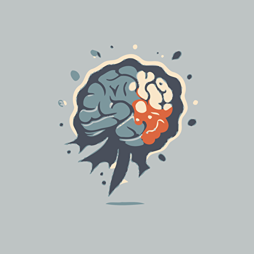 flat logo design, brain tumor, vector, muted colors, gray background