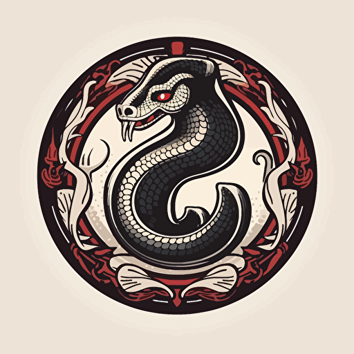 act as a logo designer and design a logo with a snake in the center, in the style of OBEY, vector image, flat modern