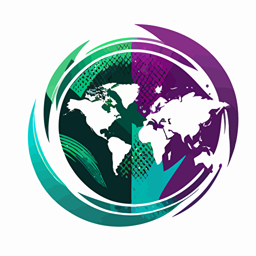 logo separated in green/white and purple/turquoise/black colours. Main theme is international money transfers and global finance. flat logo vector
