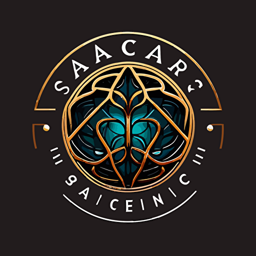 an emblem logo for an art & science AI company, simple, vector