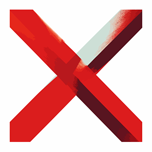 Simplified flat art vector image of a red X on white background 3