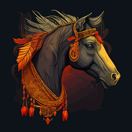 vector style artwork of a hindu horse human bird king face