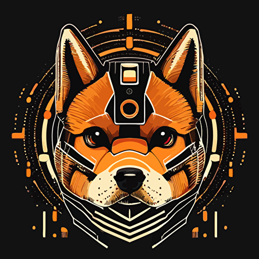 ai cyborg shiba inu face logo, vector, simple, cartoon, minimal