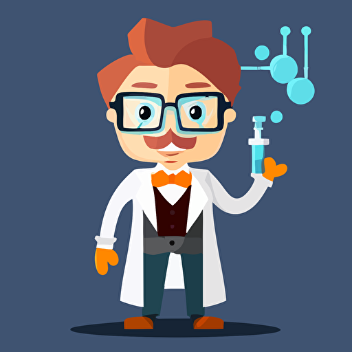 A scientist cartoon inspired by Roblox art style, flat style vector