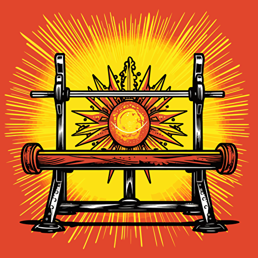 bench press rack , sticker, no background,clip art , vector art ,Cel Shading, VFX, SFX, ,Ultra-HD, Starburst