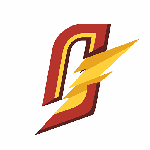 simple flat vector of the letter q with a lightning bolt in the middle where all the edges are smooth with a white background
