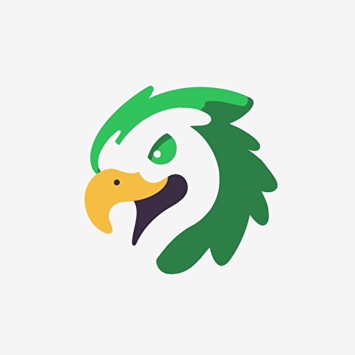 Creative, flat design, vector illustration, happy eagle head, side view, open mouth,