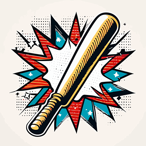 baseball bat logo vector,comic style, white background