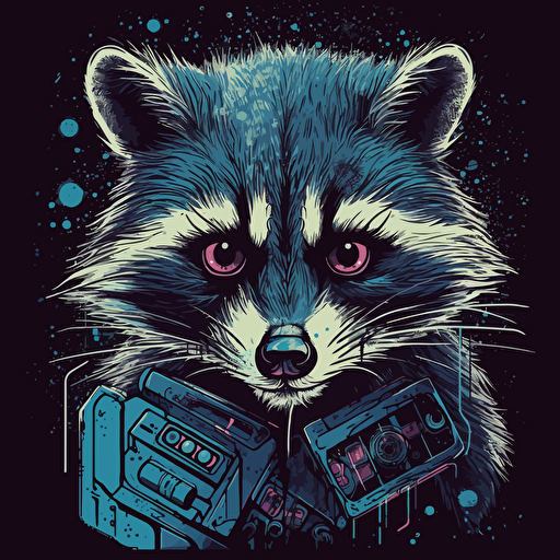 Killer Racoons,Horror, VHS Horror, VHS, Sticker, 80s vhs cover, 80s horror comic art, Vector