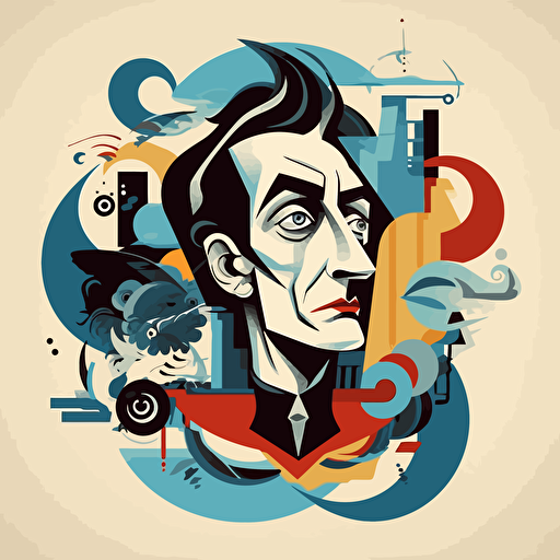 vector art logo pop surrealism modern art inspired by Greg Simkins + Gerald Brom + Salvador Dali + Agent X + Roy Lichtenstein