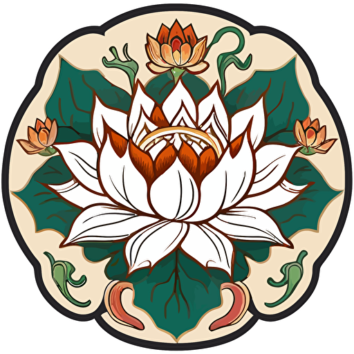 a white lotus pai sho tile sticker vector with a white background. high def.