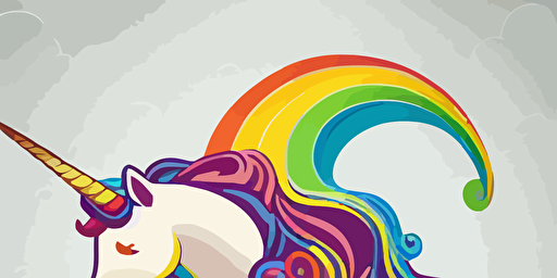 vector logo, unicorn, rainbow clouds, degen