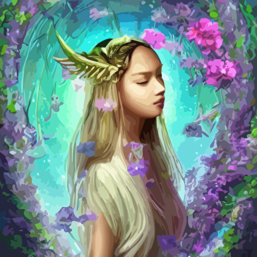portrait lalisa manobal celestial goddess futuristic pearlescent holographic inside future fighter sci fi fantasy intricate lush garden spaceship sakura season flowers kyoto japan elegant human anatomy royal green nature light highly detailed digital painting artstation concept art smooth sharp focus illustration art tian zi wlop alphonse mucha masterpiece 3d blender