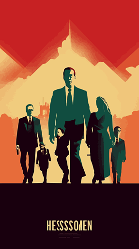 "succession" hbo tv series, mondo poster style, minimal vector illustration, 5 flat colours, stylize