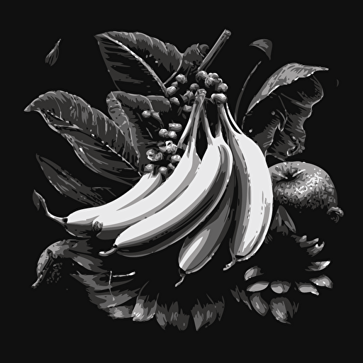 black and white vector illustration of bananas