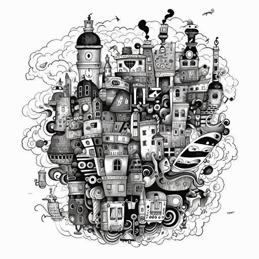 homelander doodle vector ilustration black an white