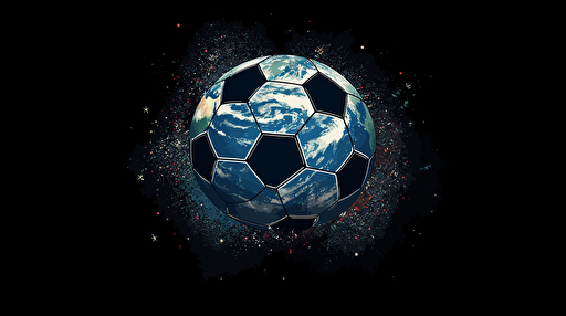 soccer ball, world planet with a ring, shape, universe, vector, indigo, azure, gold, galactic, high-res-high-quality