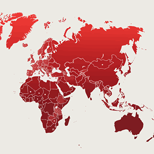 world map, China in red, vector image, no background