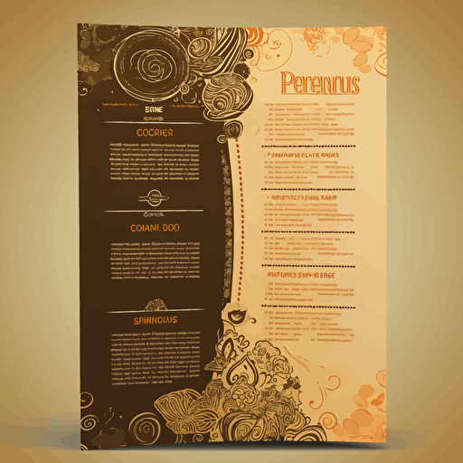 Restaurant, Latin Caribbean Food menu designs, [blue, brown, orange, and gold color scheme here]::3 modern, clean, design, vector, items, food, RTX