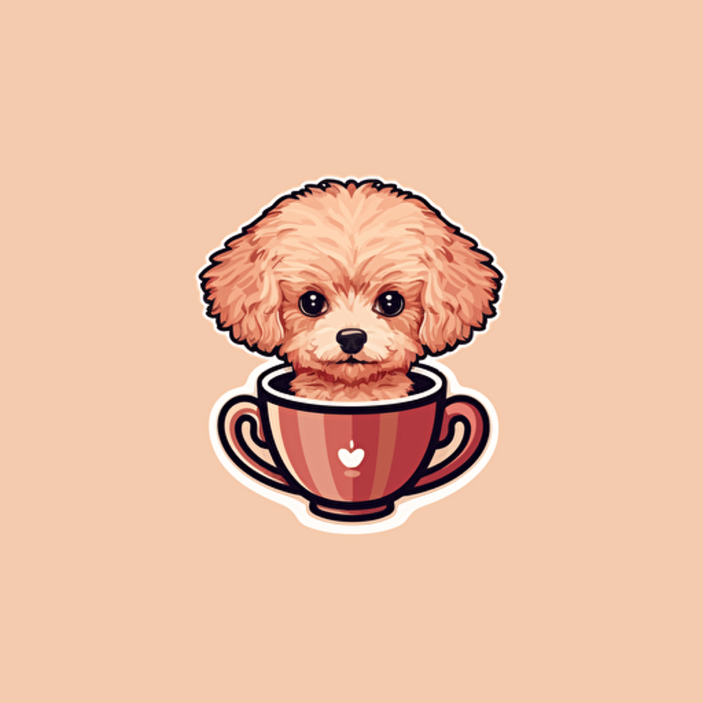 A vector logo of a teacup poodle, simple, memorable, sophisticated, elegant, luxurious, high-end, charming