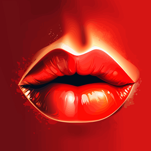 kissing lips, sexy lips, vector art, 2d game art, red lips