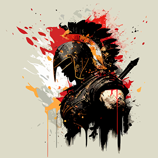 spartan warrior, minimalistic, vector image, splatter effect,