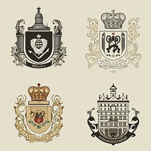 elegant minimalist coat of arms vector grahics, mixing the coat of arm of Paris and the coat of arm of Gothenburg and the coat of arms of Caracas