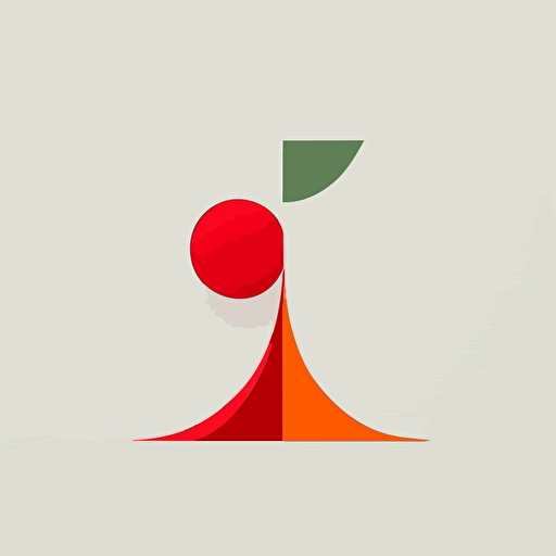 Nuanced, retro, Ivan Chermayeff-inspired, minimalistic vector logo, sleek modern cherry icon, dynamic angle, abstract thought, subtle indirectness, simplicity, "Basics Logos" by Index Books. v 5