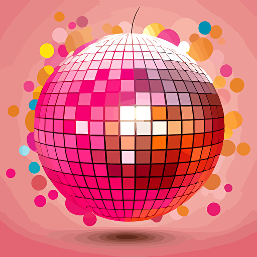 cute vector of disco ball on a pink background