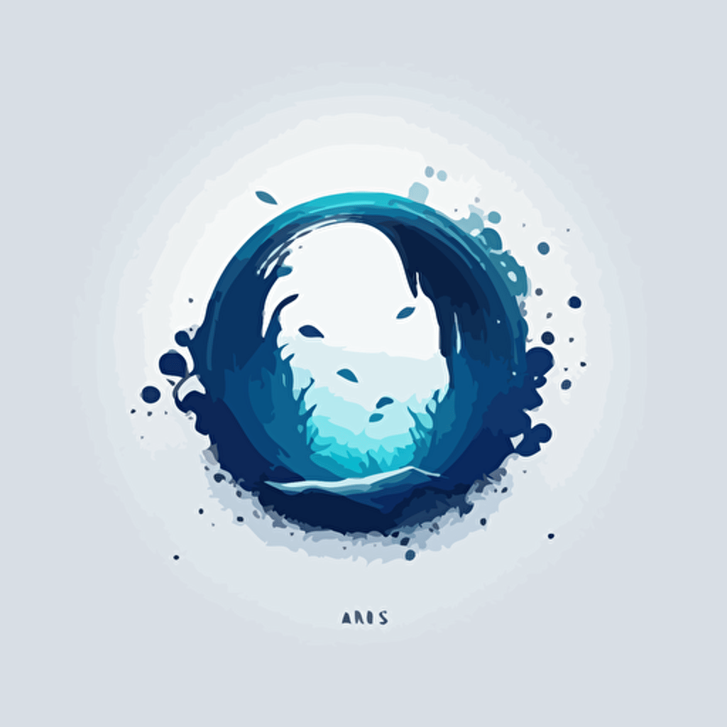 abyss, logo, vector, simple, flat, minimal, white background, circle, blue and white, high quality