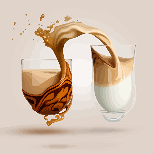 2d vector of two chai glasses, one suspended over the other with chai pouring into the one below