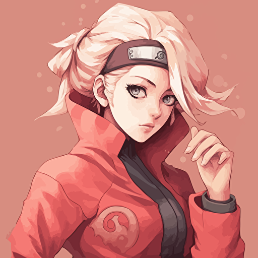 women manga, style naruto, vectoriel, light red, gothique v 5