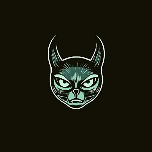 Minimalistic logo, Menacing, Alien Cat, Vector