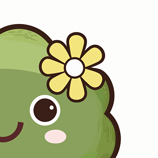 cute green flower kawaii style, vector clipart