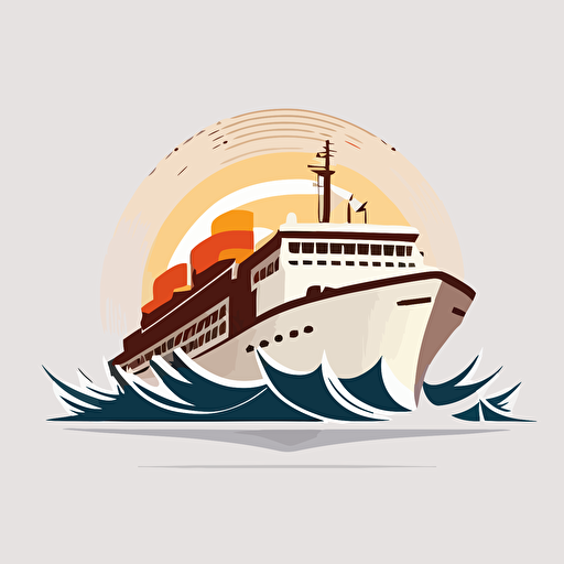 design logo ship, facing front, simple minimalist vector