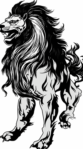 vector of a shisa guardian lion-dog, side view black and white