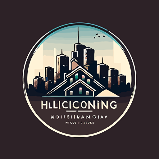 a simple vector logo design for a house cleaning company , modern with city in background