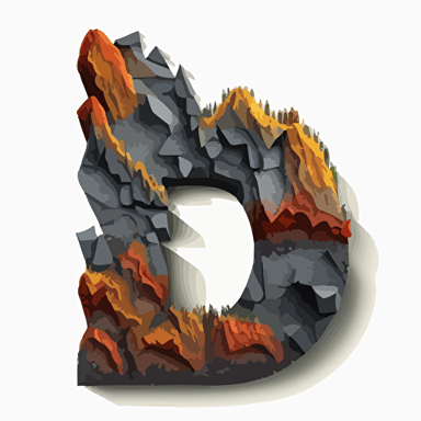 The captal letter G made from jagged basalt rocks, vescicle lava rocks, colorful vector