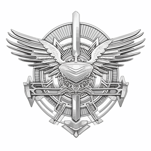 Insignia similiar to USAF Cyberspace Operator Badge, no lettering, no image noise, white background, flat vector illustration, hyperdetail, maximum detail