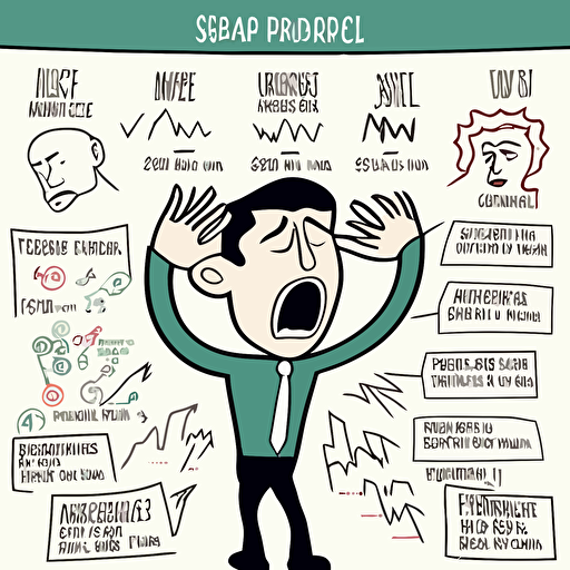 psychology of market cycle, wall street cheat sheet, simplified,market cycle, panic, euphoria, thrill, belief, anxiety, disbelief, depression, cartoon style, vector