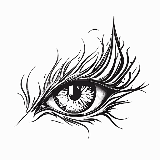 Abstract, minimalist, agressive dragon eye in the style of a single line drawing, Vector, white background, masterpiece, trending on Artstation and Dribbble.